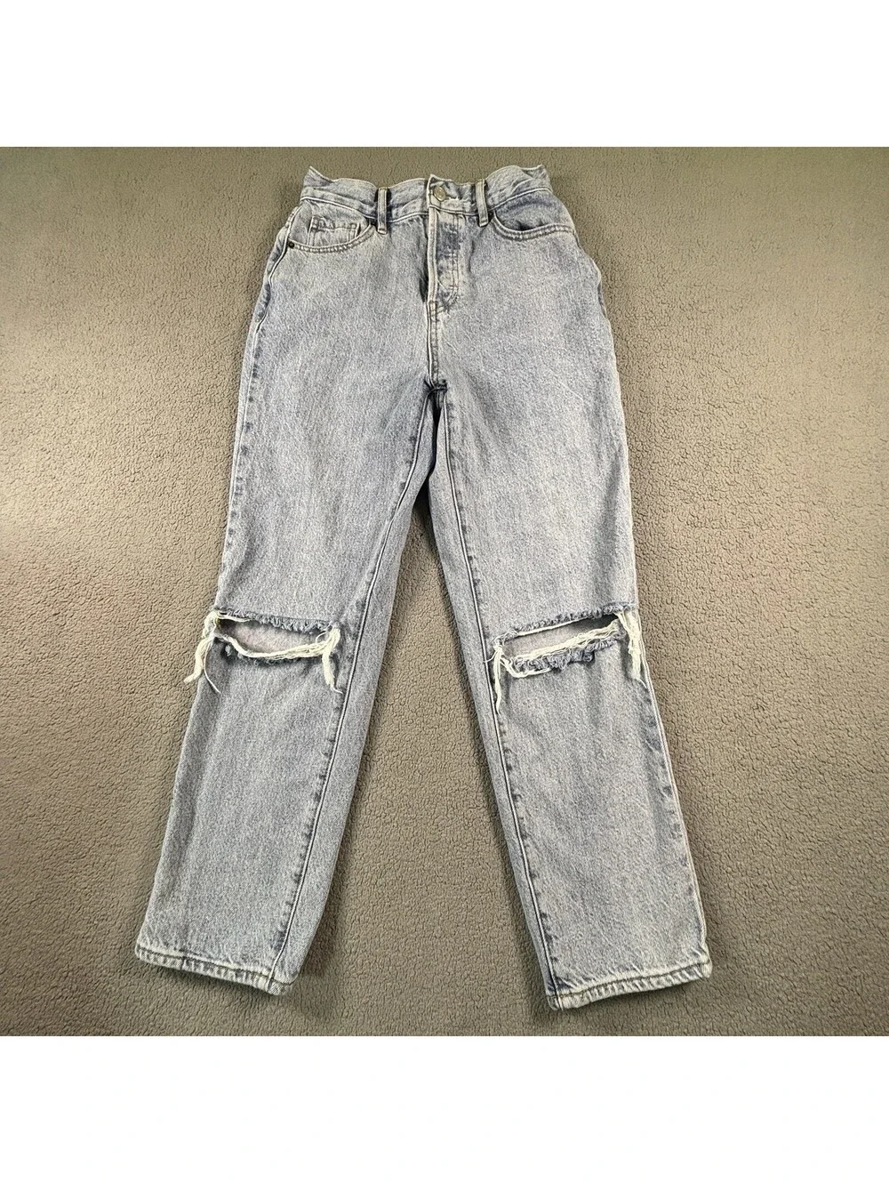 Pacsun 25 High Rise Straight Distressed Jeans - Button Fly Denim